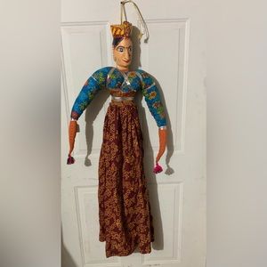 Large Vintage Traditional Rayasthani Kathputli Folk Art Indian Puppet Doll 43”